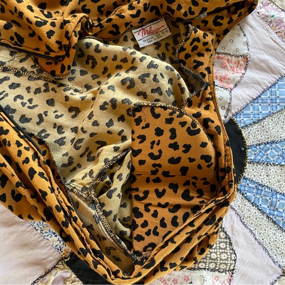🎈SOLD🎈VINTAGE Milanzo 80s Leopard Print Ruffled Bottom Midi Dress 5/6 Puff - Picture 11 of 16
